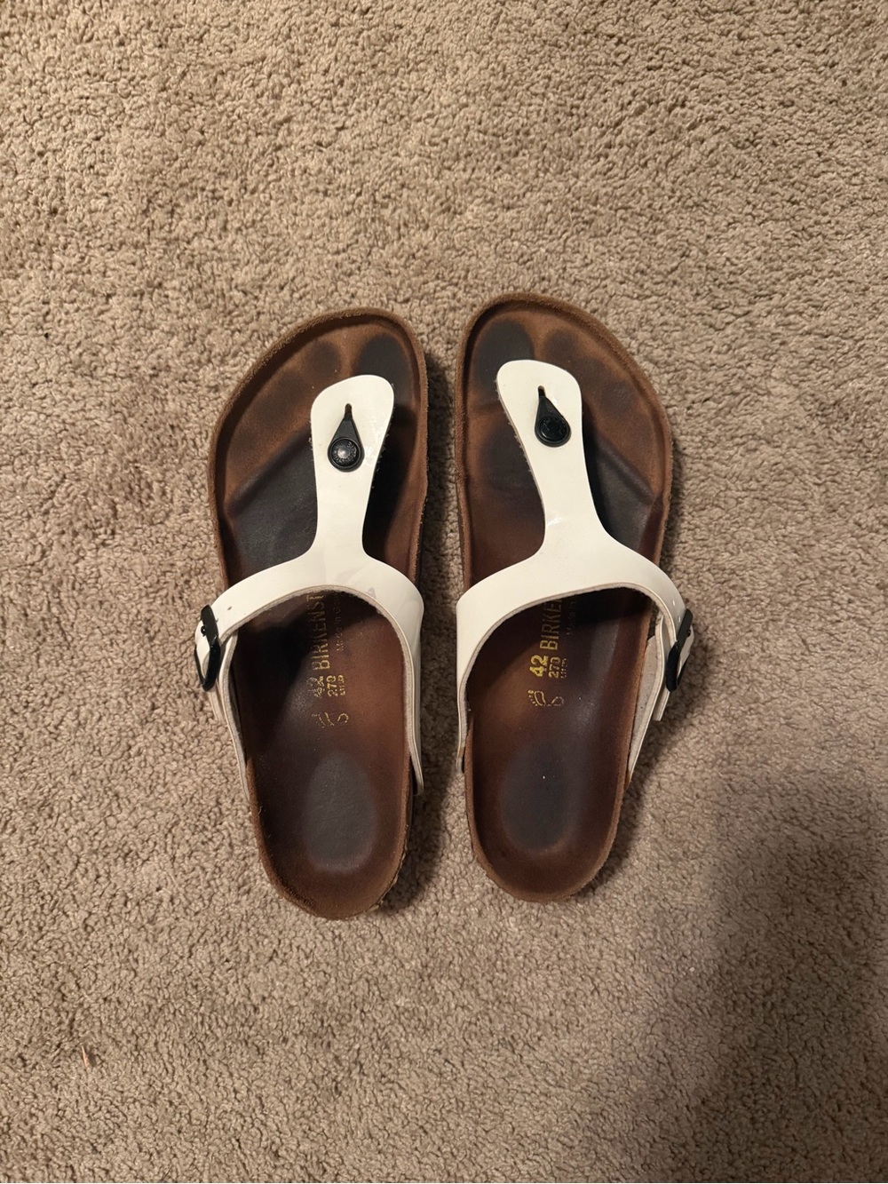 Birkenstock Kairo White Thong Sandals Brown Cork Size 42 / US 11